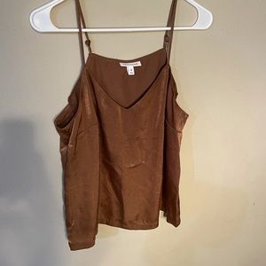 Prologue brown satin silk spaghetti strap tank top